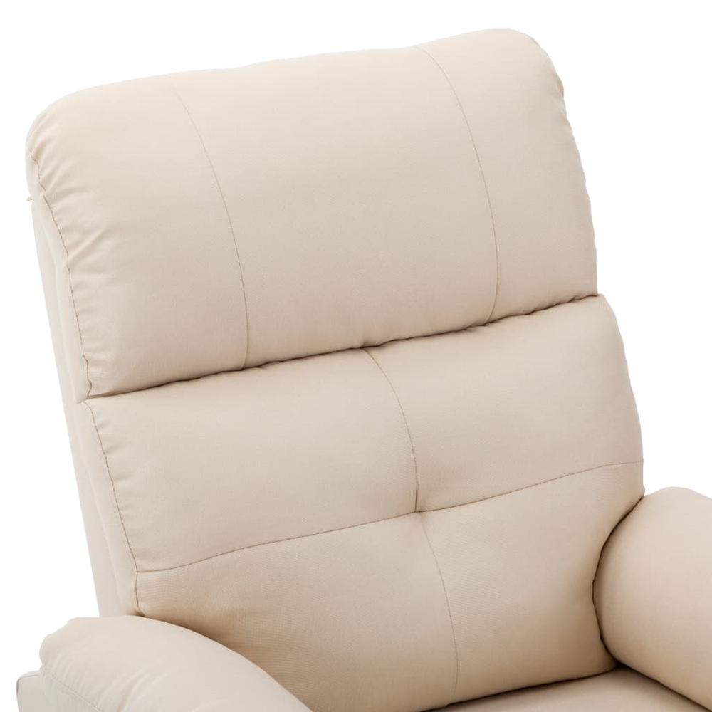 vidaXL Massage Recliner Chair Cream Fabric. Picture 5