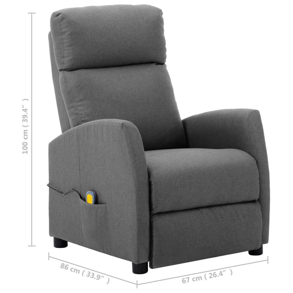 vidaXL Massage Reclining Chair Light Gray Fabric, 289706. Picture 7