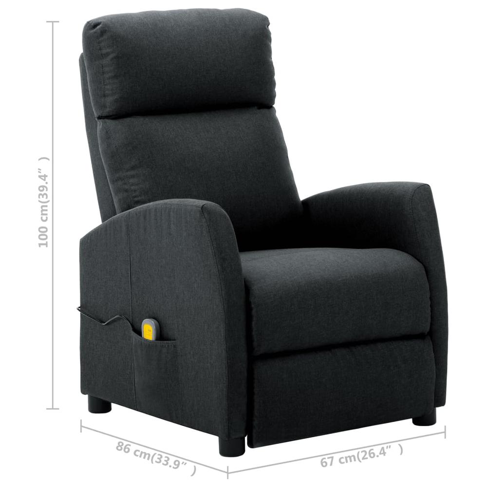 vidaXL Massage Reclining Chair Dark Gray Fabric, 289707. Picture 7