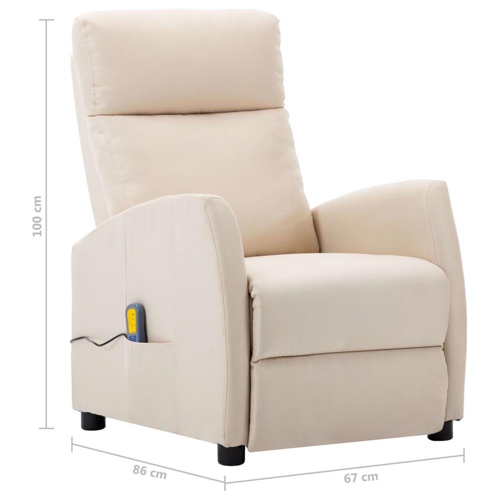 vidaXL Massage Reclining Chair Cream Fabric, 289715. Picture 7