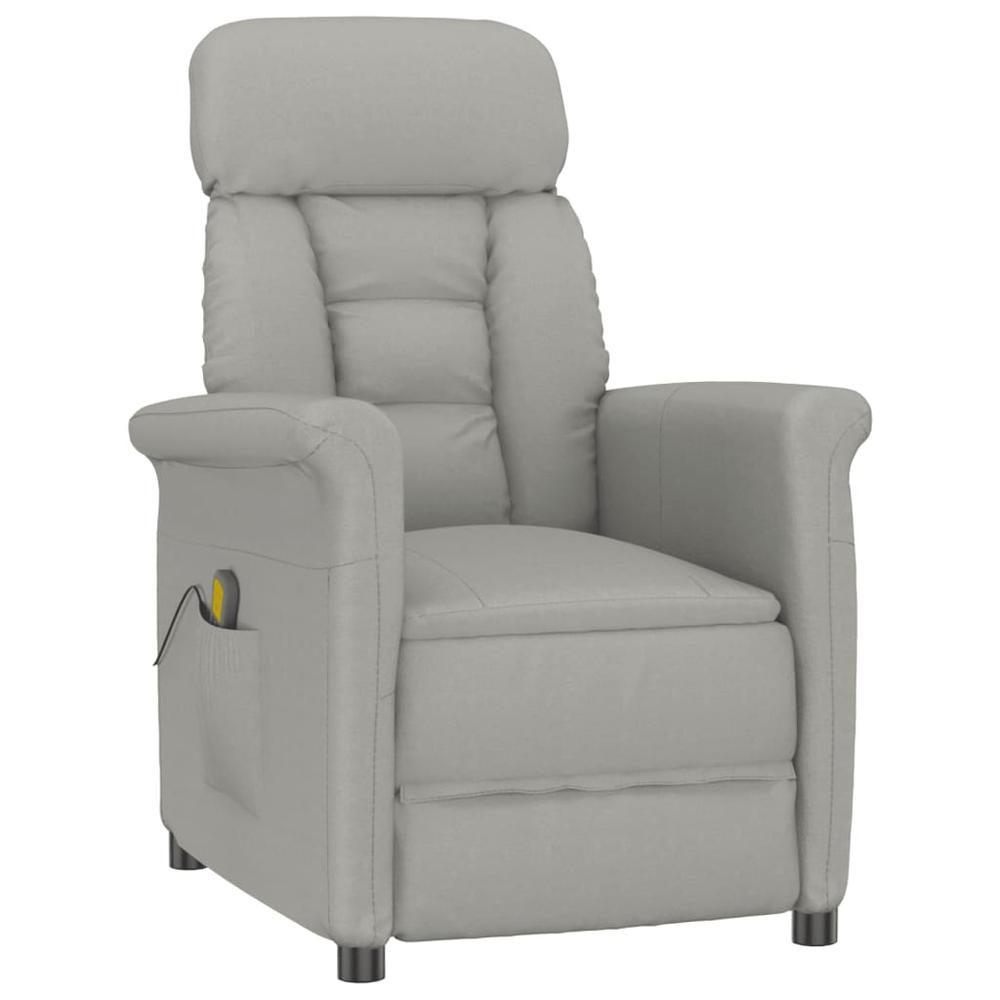 Massage Recliner Light Gray Faux Suede Leather. Picture 1