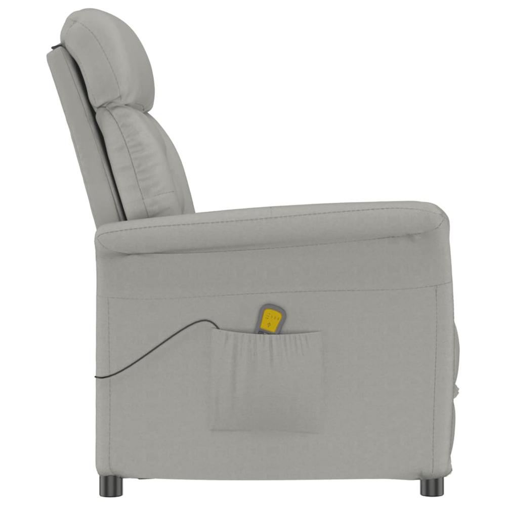 Massage Recliner Light Gray Faux Suede Leather. Picture 3