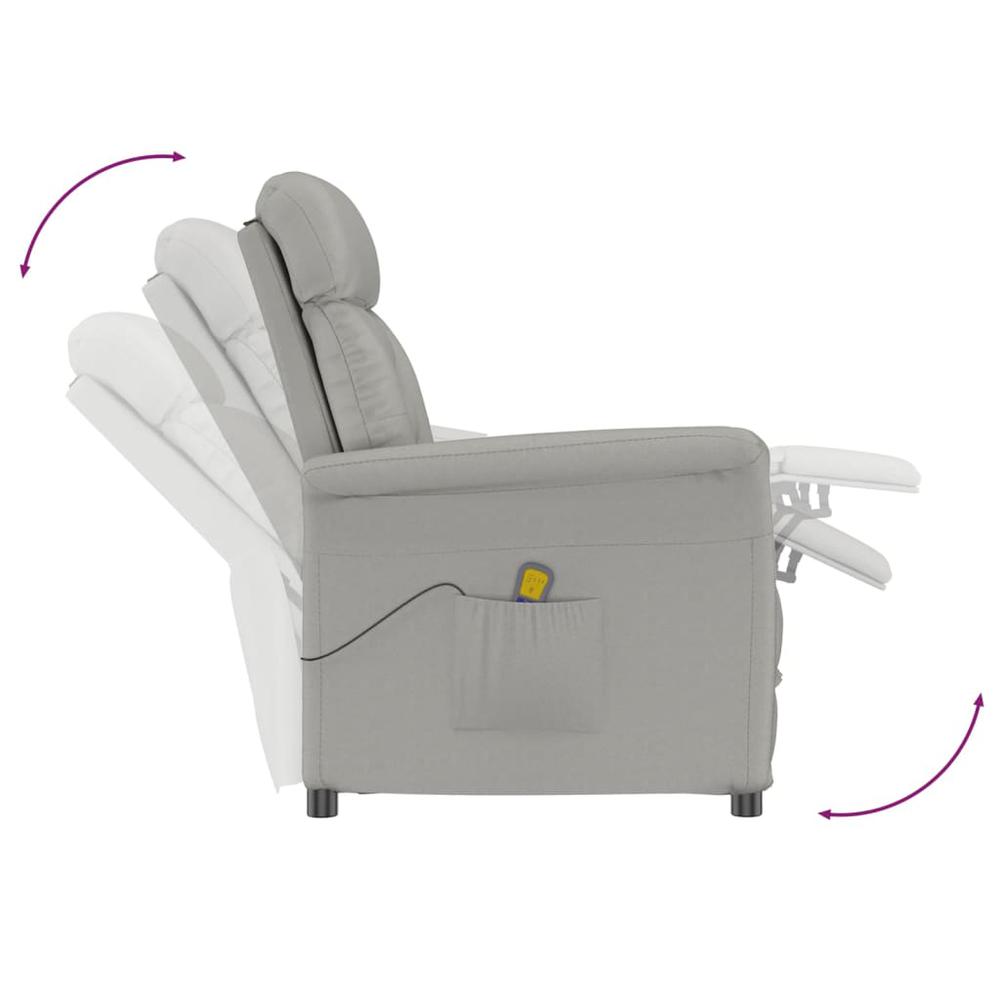 Massage Recliner Light Gray Faux Suede Leather. Picture 5