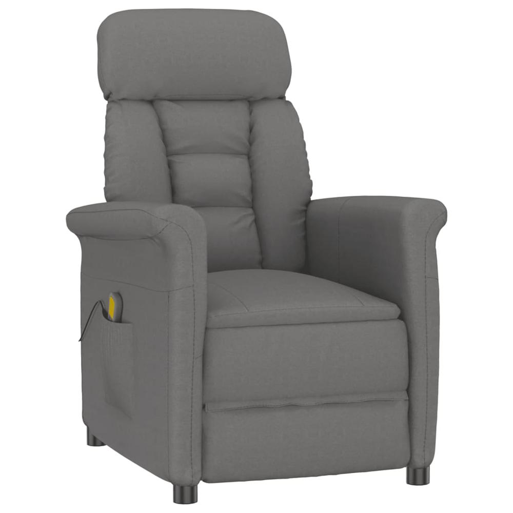 Massage Recliner Dark Gray Faux Suede Leather. Picture 1