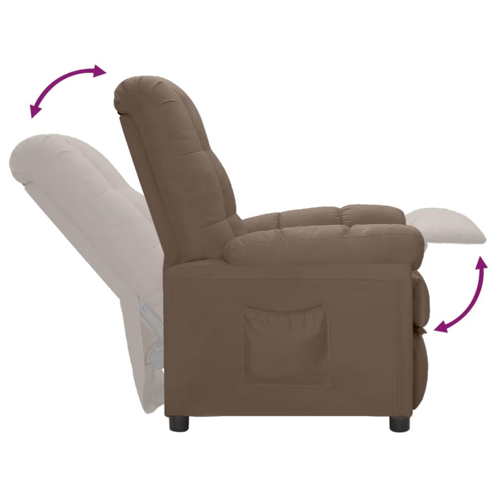 vidaXL Recliner Taupe Fabric. Picture 6