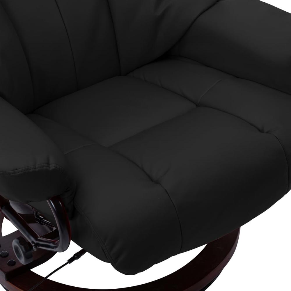 vidaXL Massage Reclining Chair Black Faux Leather and Bentwood. Picture 6