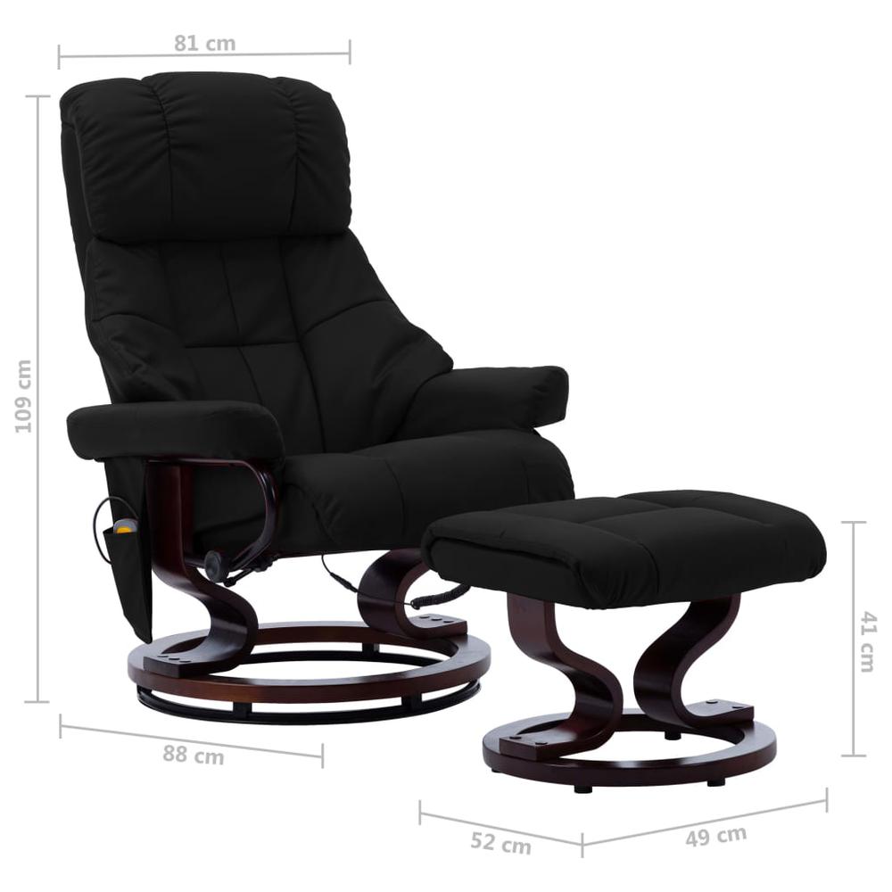 vidaXL Massage Reclining Chair Black Faux Leather and Bentwood. Picture 7
