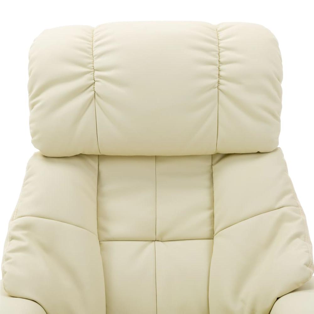 vidaXL Massage Reclining Chair Cream Faux Leather and Bentwood. Picture 5