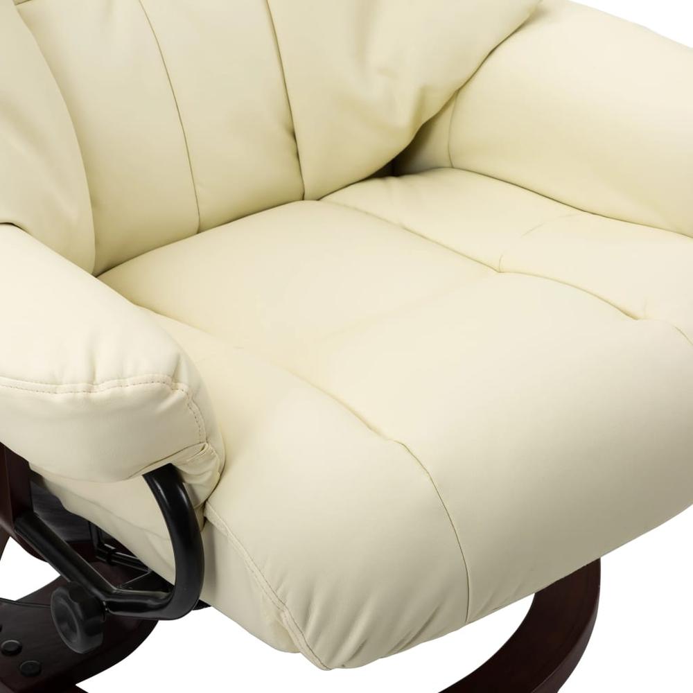 vidaXL Massage Reclining Chair Cream Faux Leather and Bentwood. Picture 6