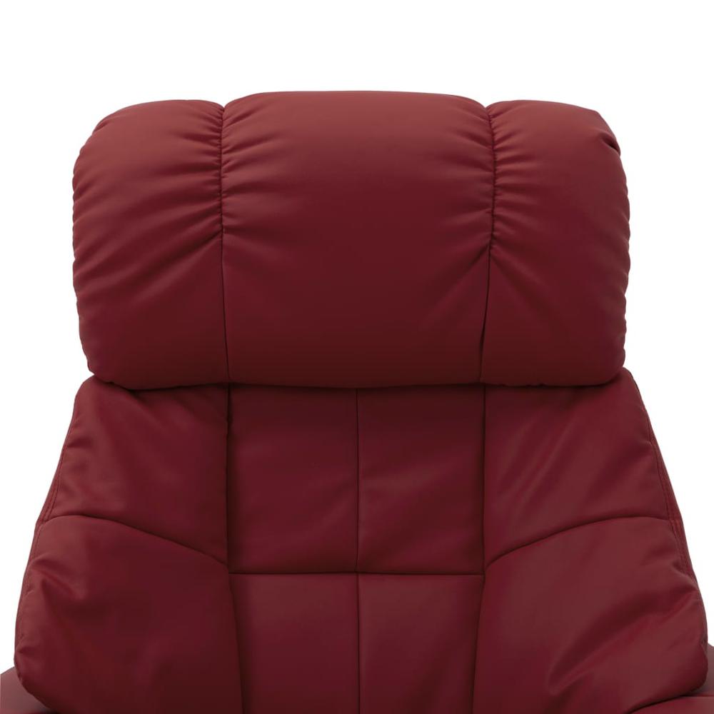 vidaXL Massage Reclining Chair Wine Red Faux Leather and Bentwood. Picture 5