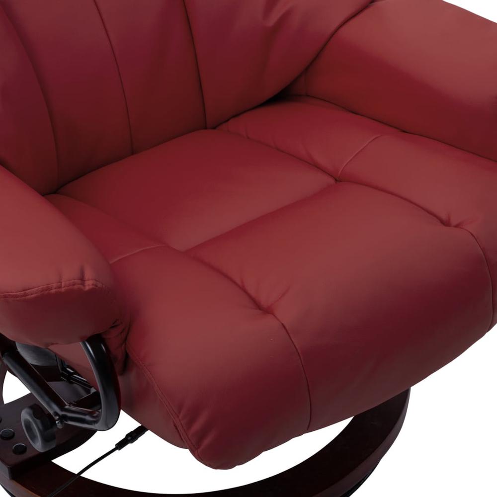 vidaXL Massage Reclining Chair Wine Red Faux Leather and Bentwood. Picture 6