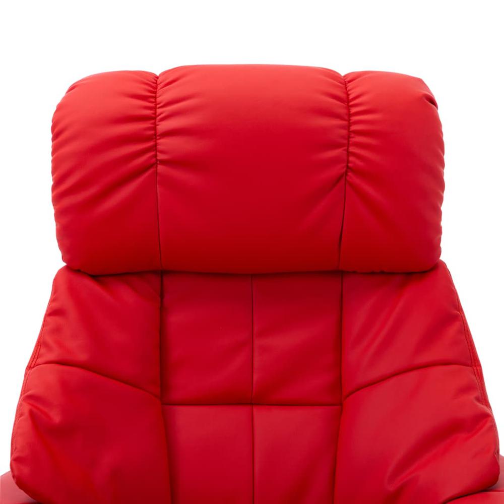 vidaXL Massage Reclining Chair Red Faux Leather and Bentwood. Picture 5