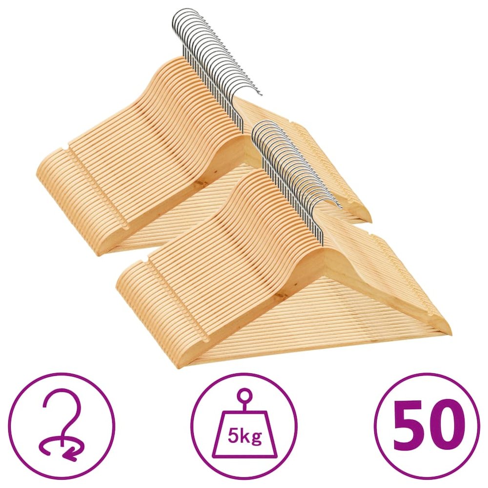 50 pcs Clothes Hanger Set Non-slip Hardwood. Picture 1