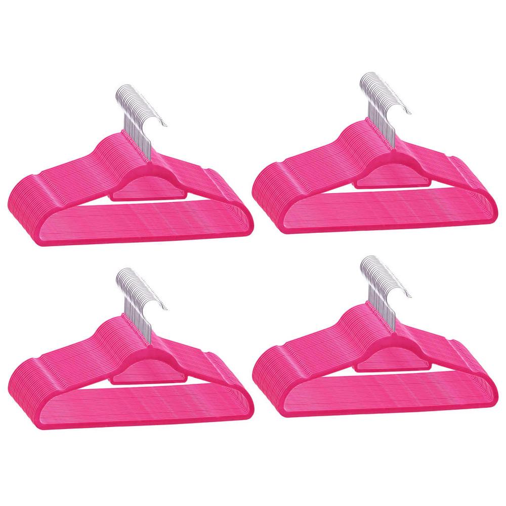 100 pcs Clothes Hanger Set Anti-slip Pink Velvet. Picture 1