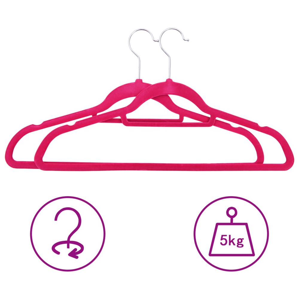 100 pcs Clothes Hanger Set Anti-slip Pink Velvet. Picture 2