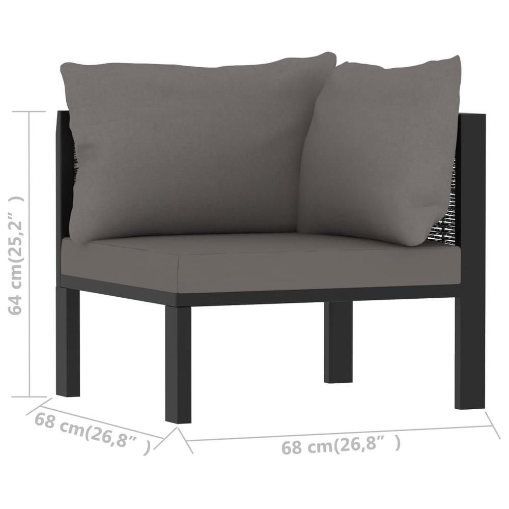 vidaXL Sectional Corner Sofa with Left Armrest Poly Rattan Anthracite, 49397. Picture 6