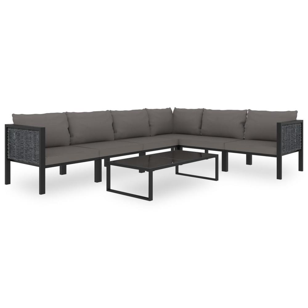 vidaXL Sectional Corner Sofa with Left Armrest Poly Rattan Anthracite, 49397. Picture 7
