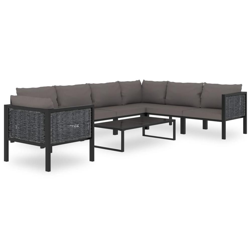 vidaXL 8 Piece Garden Lounge Set with Cushions Poly Rattan Anthracite, 49402. Picture 1