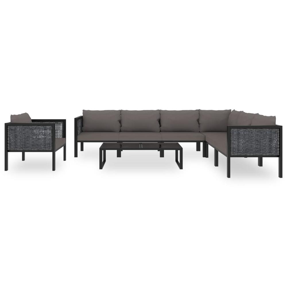 vidaXL 8 Piece Garden Lounge Set with Cushions Poly Rattan Anthracite, 49402. Picture 3