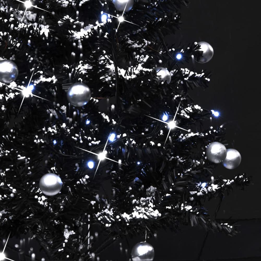 vidaXL Snowing Christmas Tree with Umbrella Base Black 29.5" PVC. Picture 5