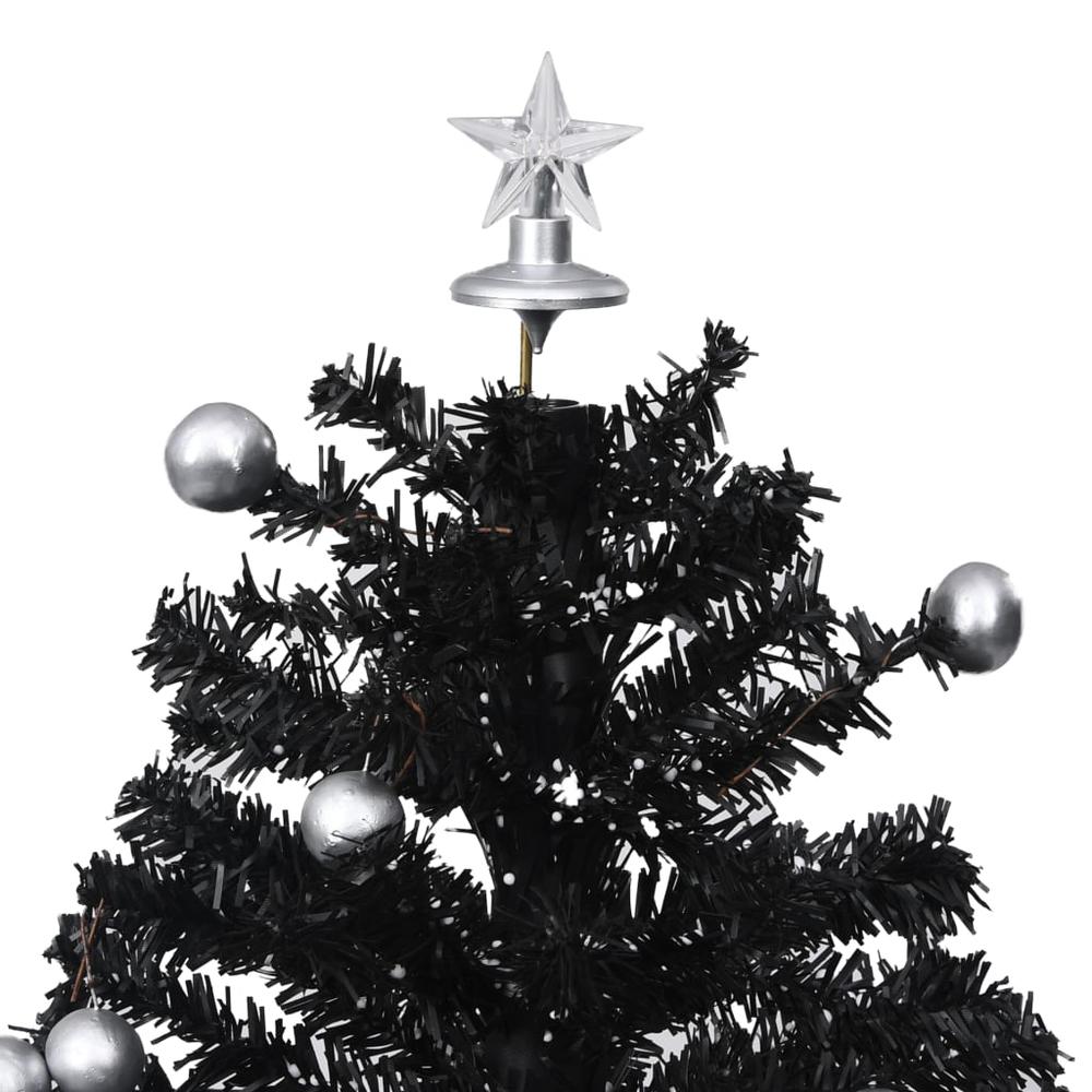 vidaXL Snowing Christmas Tree with Umbrella Base Black 29.5" PVC. Picture 6