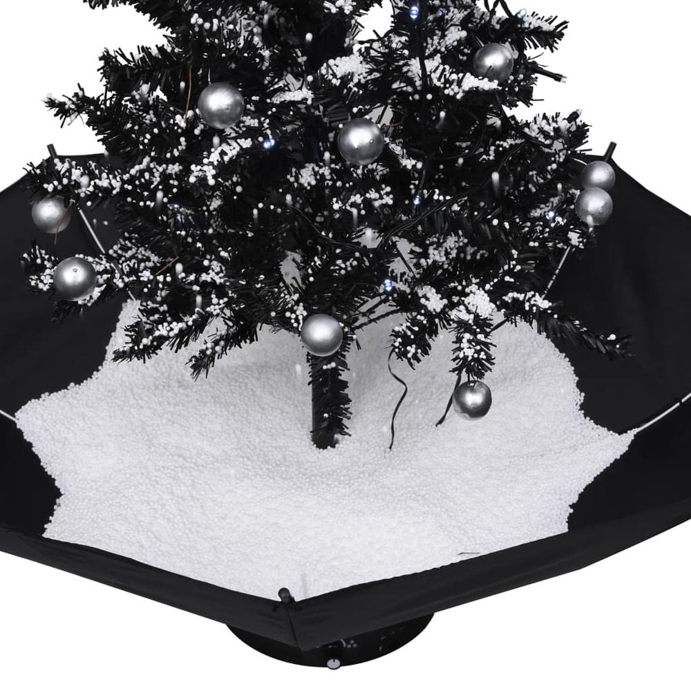 vidaXL Snowing Christmas Tree with Umbrella Base Black 29.5" PVC. Picture 7