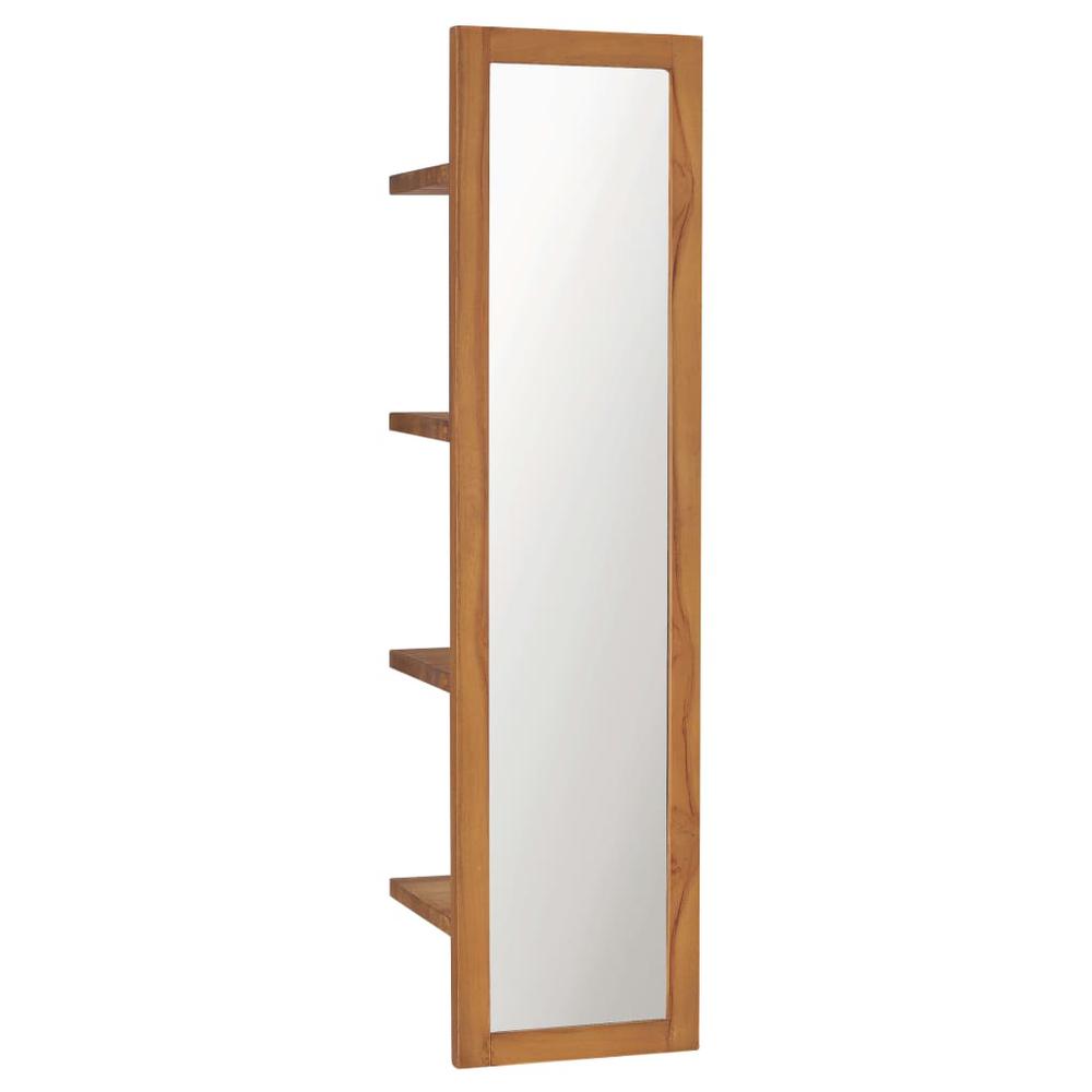 vidaXL Wall Mirror with Shelves 11.8"x11.8"x47.2" Solid Teak Wood, 289070. Picture 1