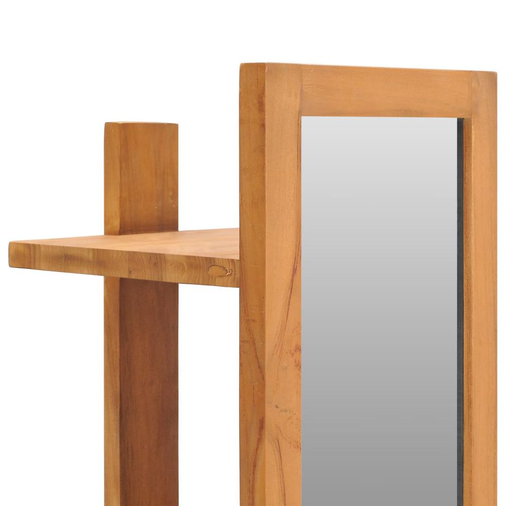 vidaXL Wall Mirror with Shelves 11.8"x11.8"x47.2" Solid Teak Wood, 289070. Picture 4