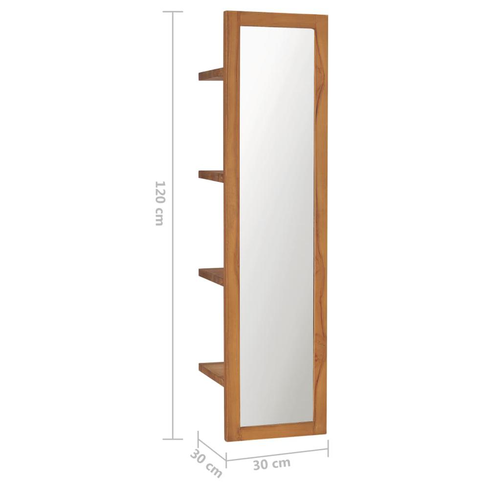 vidaXL Wall Mirror with Shelves 11.8"x11.8"x47.2" Solid Teak Wood, 289070. Picture 6