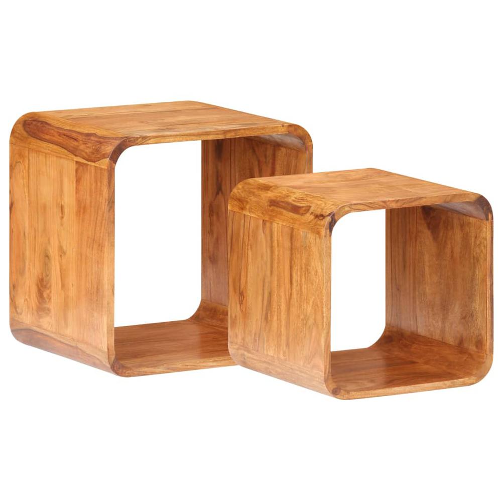 Side Tables 2 pcs Solid Acacia Wood Honey Finish. Picture 10