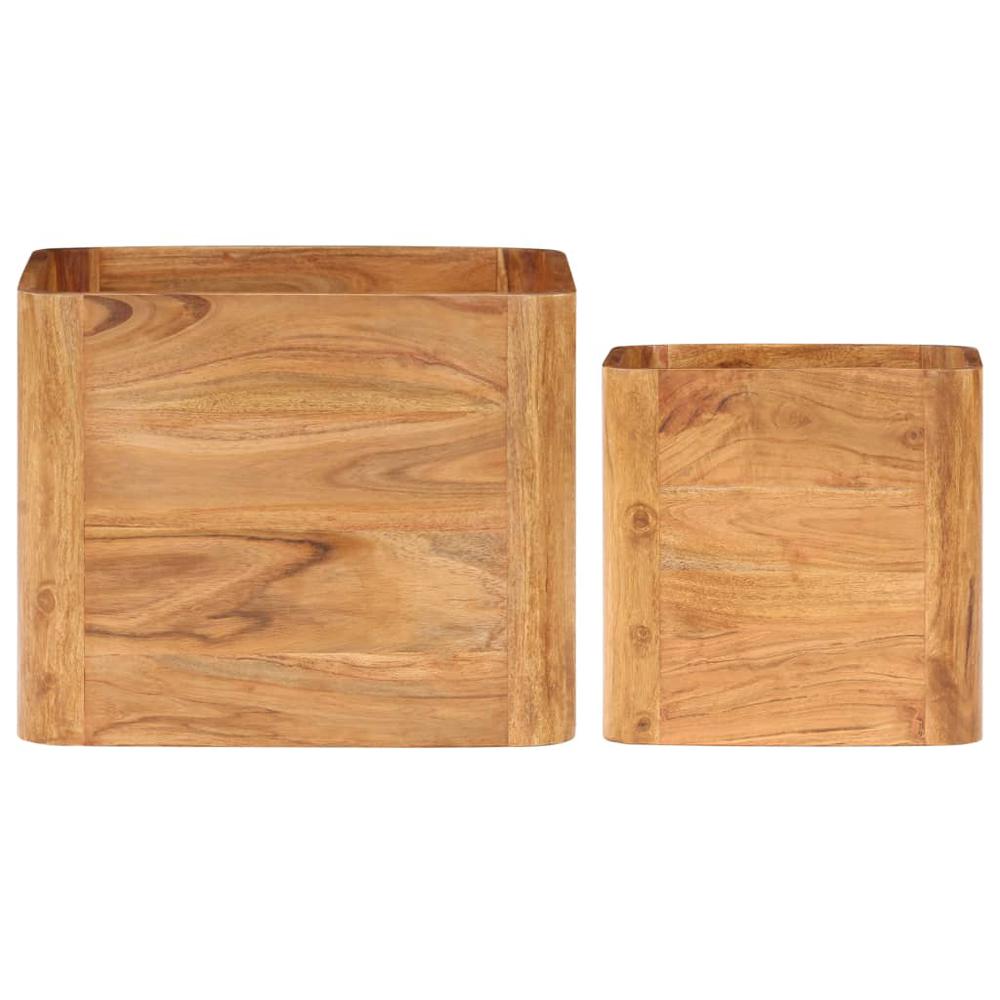 Side Tables 2 pcs Solid Acacia Wood Honey Finish. Picture 2