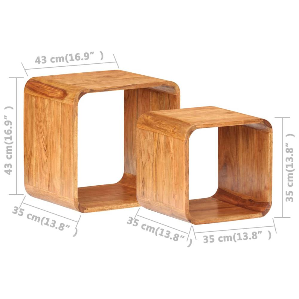 Side Tables 2 pcs Solid Acacia Wood Honey Finish. Picture 7