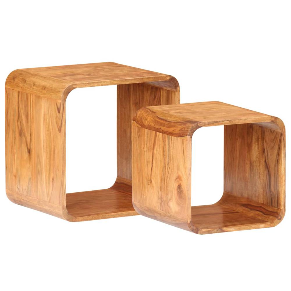 Side Tables 2 pcs Solid Acacia Wood Honey Finish. Picture 8