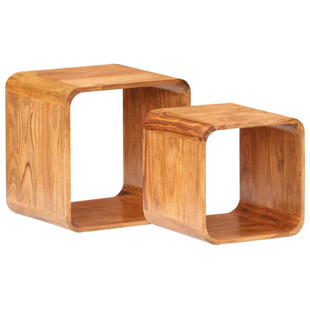 Side Tables 2 pcs Solid Acacia Wood Honey Finish. Picture 9