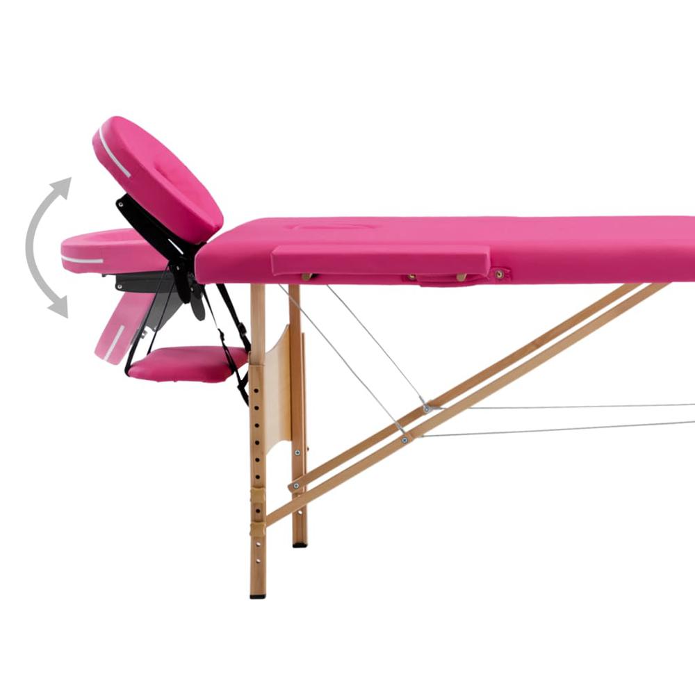 Foldable Massage Table 2 Zones Wood Pink. Picture 5