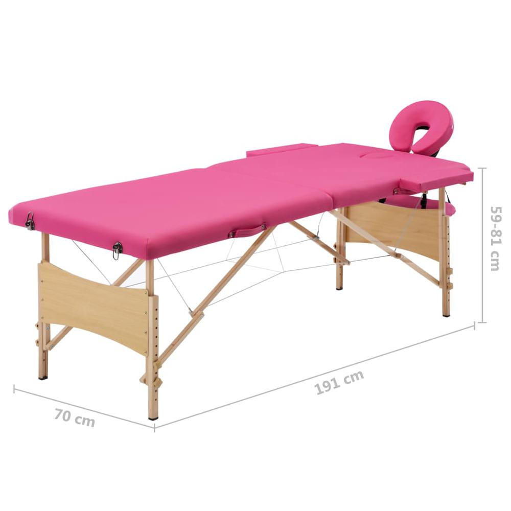 Foldable Massage Table 2 Zones Wood Pink. Picture 9