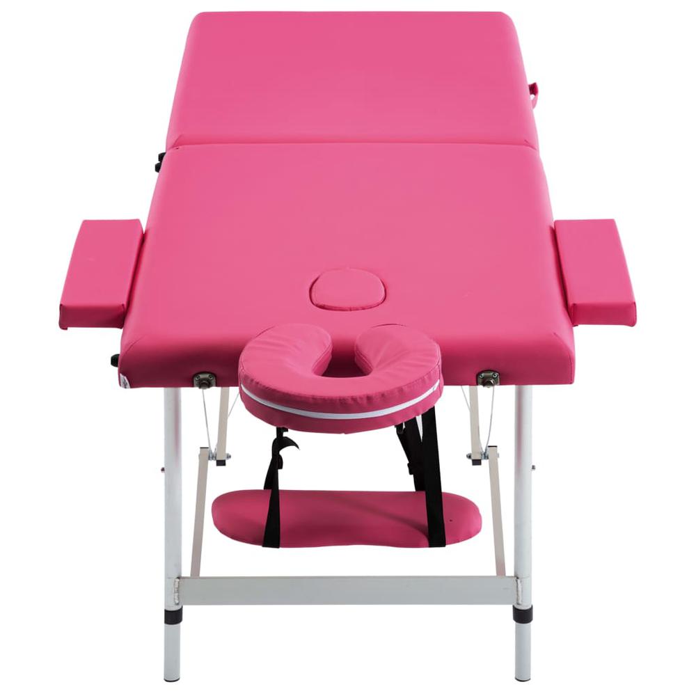 Foldable Massage Table 2 Zones Aluminum Pink. Picture 2