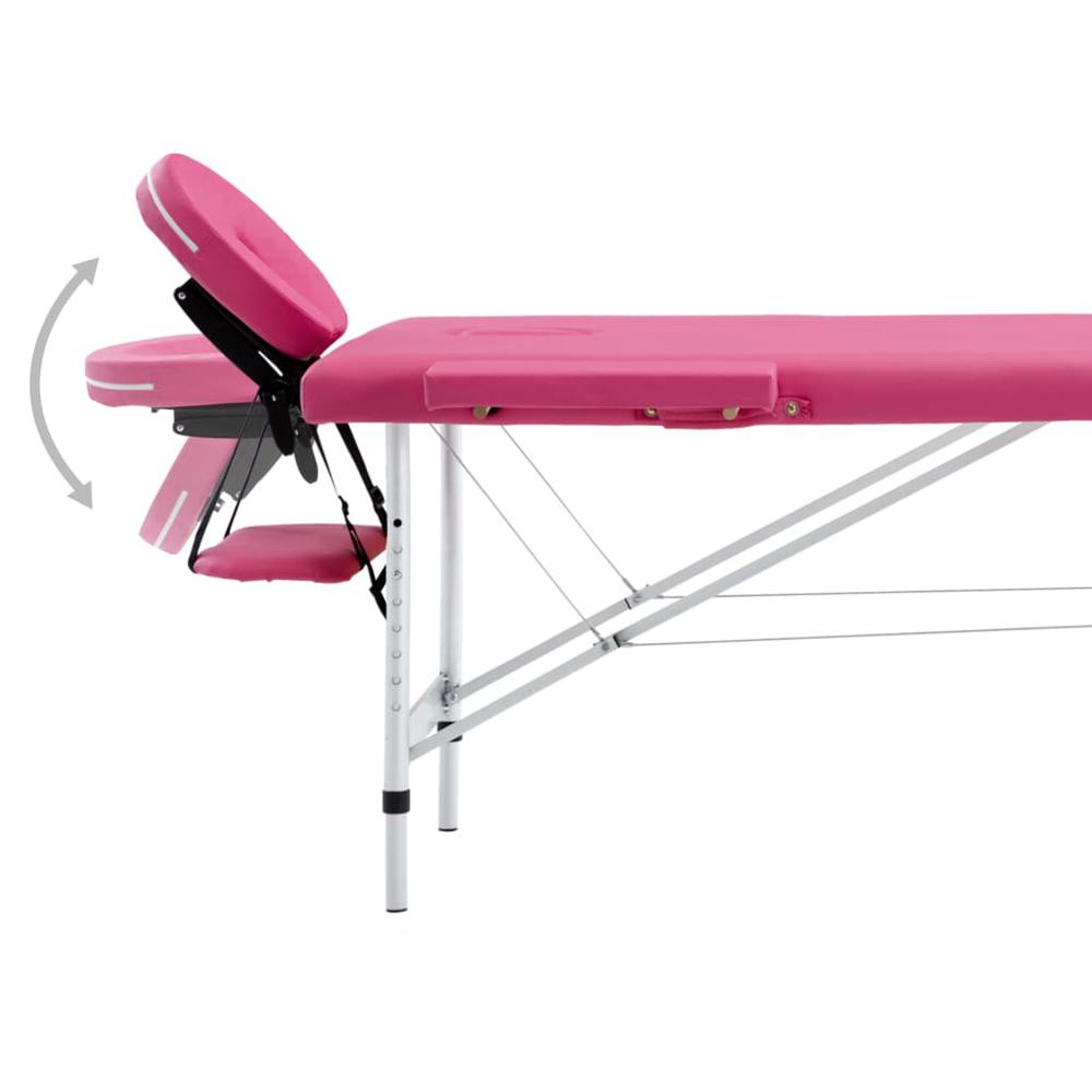 Foldable Massage Table 2 Zones Aluminum Pink. Picture 4