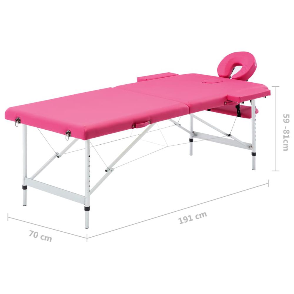 Foldable Massage Table 2 Zones Aluminum Pink. Picture 8