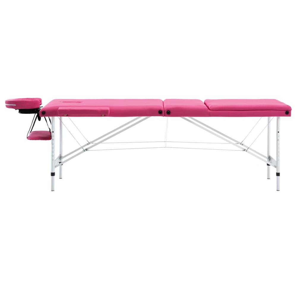 Foldable Massage Table 3 Zones Aluminum Pink. Picture 1