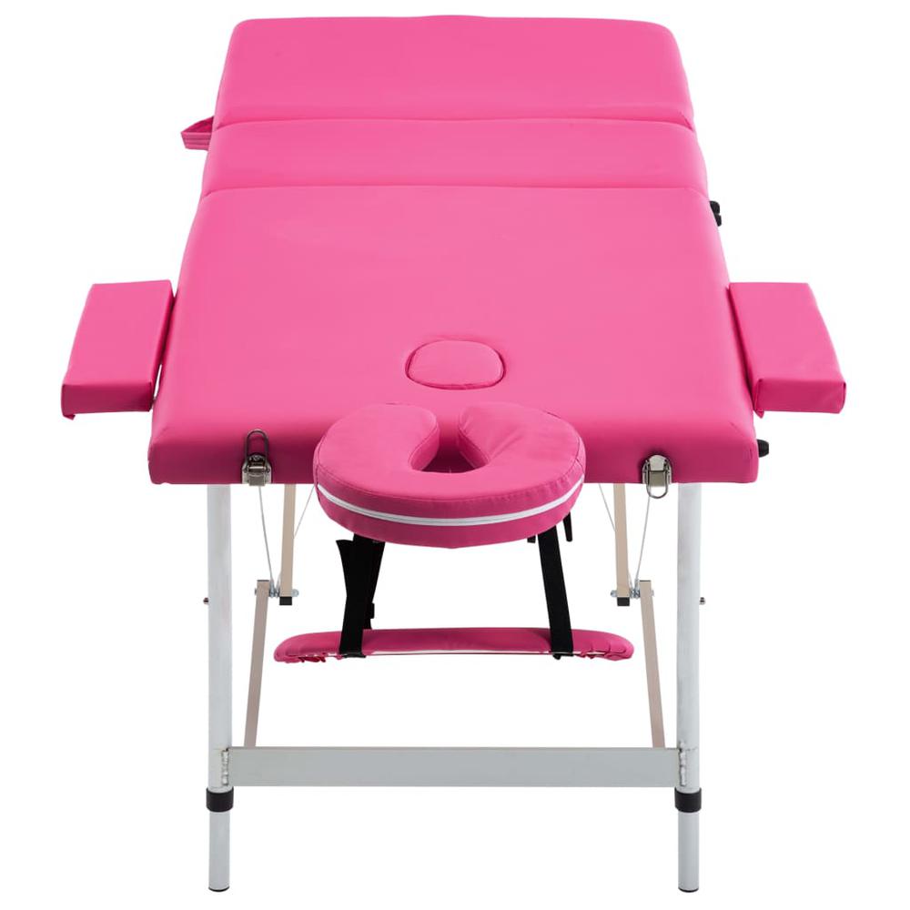 Foldable Massage Table 3 Zones Aluminum Pink. Picture 3