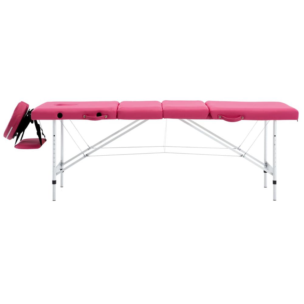 Foldable Massage Table 4 Zones Aluminum Pink. Picture 1