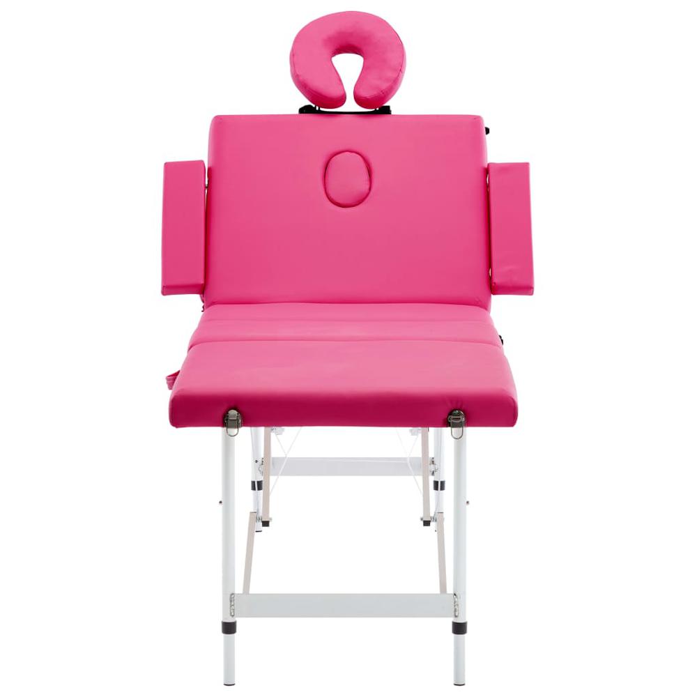 Foldable Massage Table 4 Zones Aluminum Pink. Picture 2
