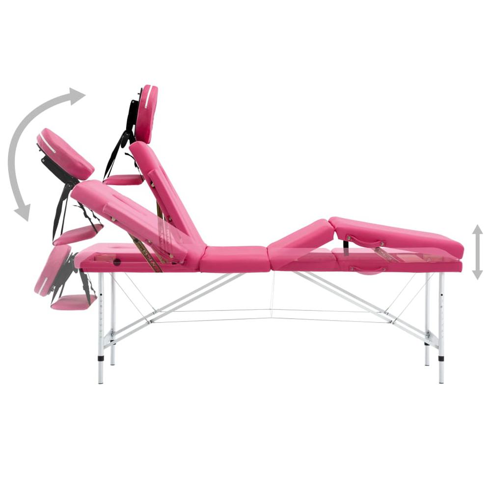 Foldable Massage Table 4 Zones Aluminum Pink. Picture 4
