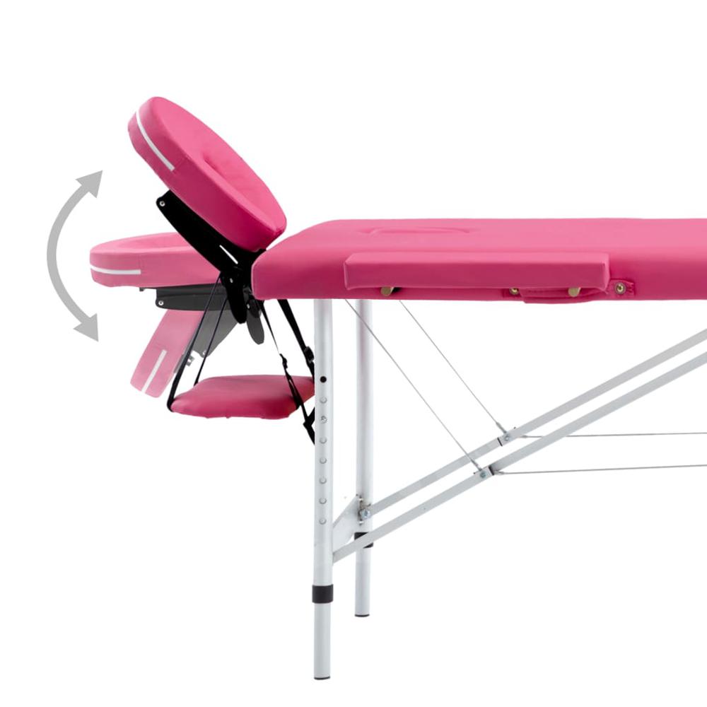 Foldable Massage Table 4 Zones Aluminum Pink. Picture 5