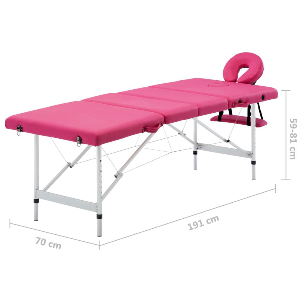Foldable Massage Table 4 Zones Aluminum Pink. Picture 9