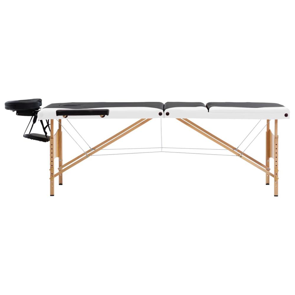 Foldable Massage Table 3 Zones Wood Black and White. Picture 1
