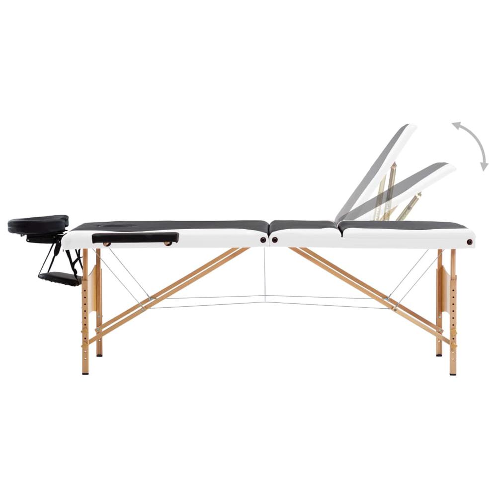 Foldable Massage Table 3 Zones Wood Black and White. Picture 2