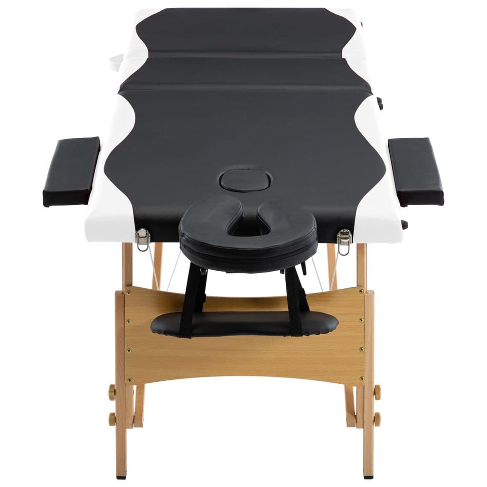 Foldable Massage Table 3 Zones Wood Black and White. Picture 3