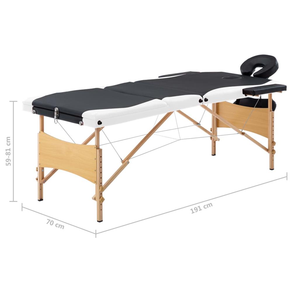 Foldable Massage Table 3 Zones Wood Black and White. Picture 9